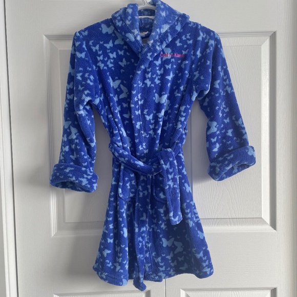 Calvin Klein Girl's hooded Robe Size Medium Youth 7-8 Years Old Butterfly Print - Picture 1 of 6